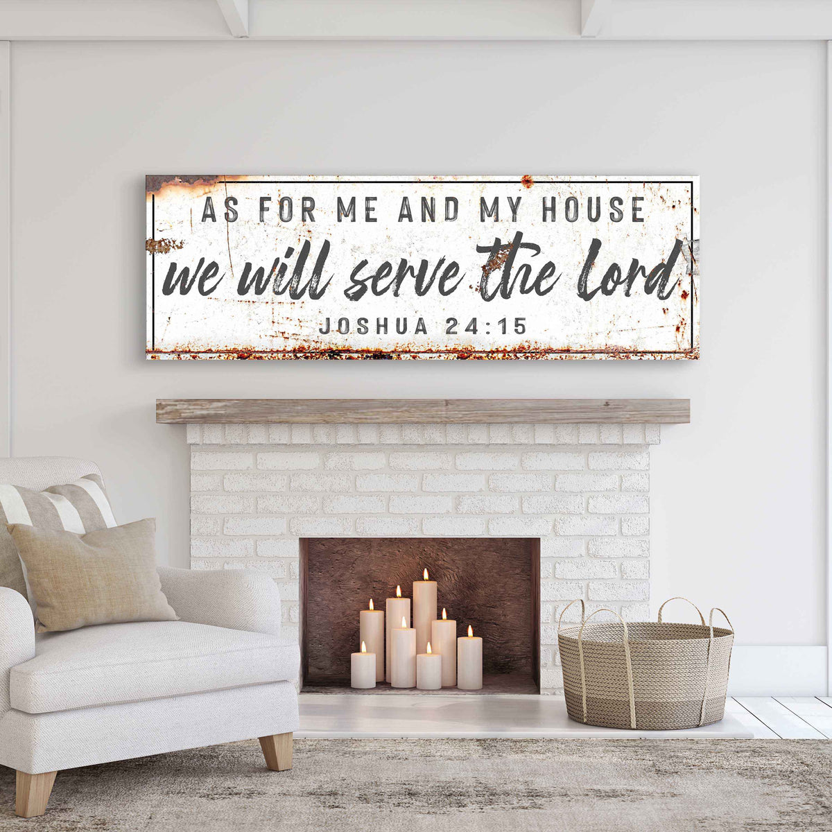 Joshua 24:15 - We Will Serve The Lord Rustic Sign