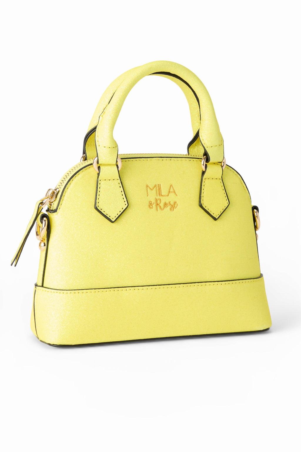 Neon Yellow Glitter Girl's Crossbody Purse