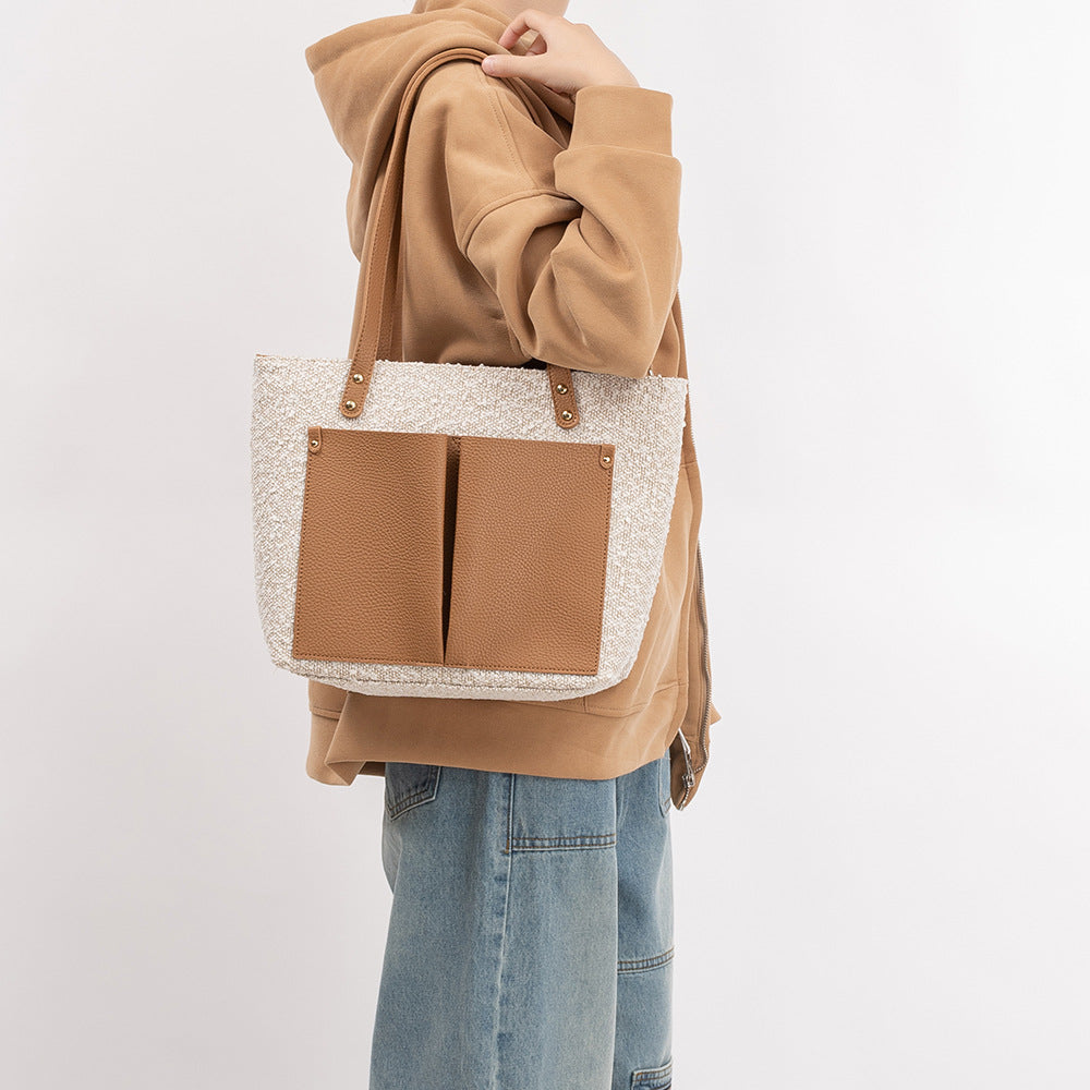Large capacity handbag, bag for women pu, tote bag, retro commuter shoulder bag for women