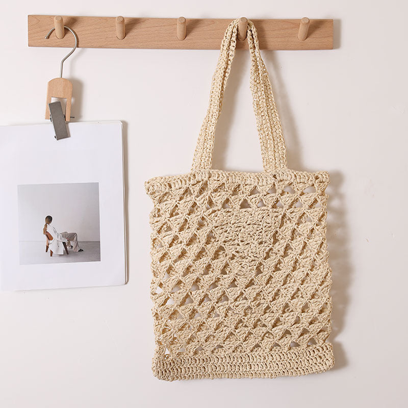 One Shoulder Straw Bag Casual Hollow Out Cutout out Woven Bag Vacation Beach Bag Women Bag