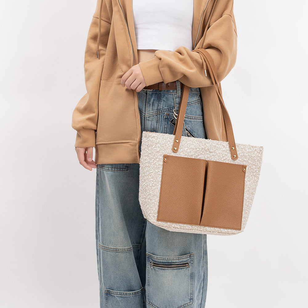 Large capacity handbag, bag for women pu, tote bag, retro commuter shoulder bag for women