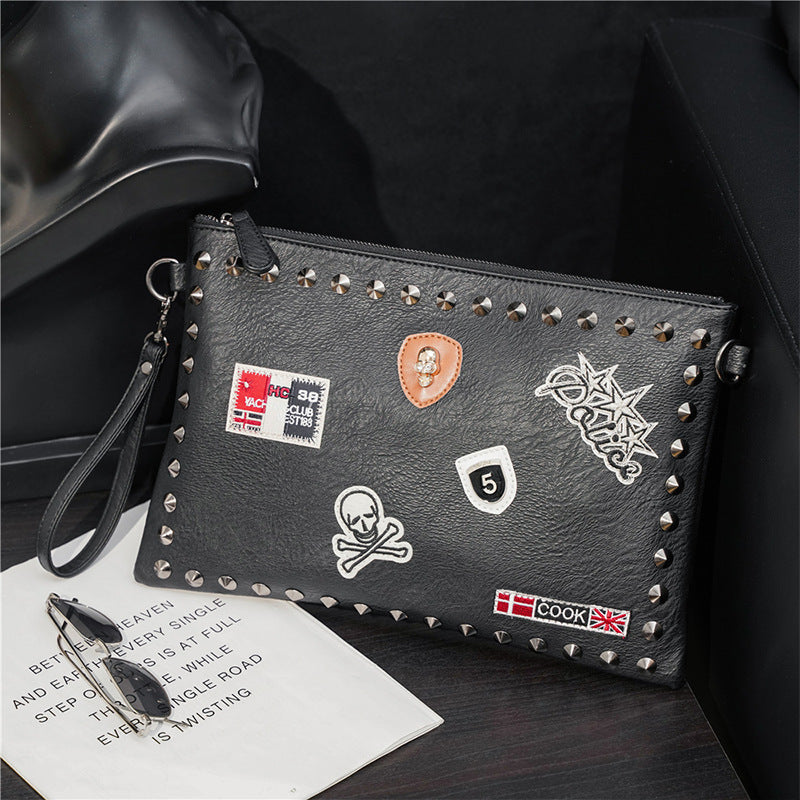 Black rivet clutch bag shoulder messenger bag envelope bag evening