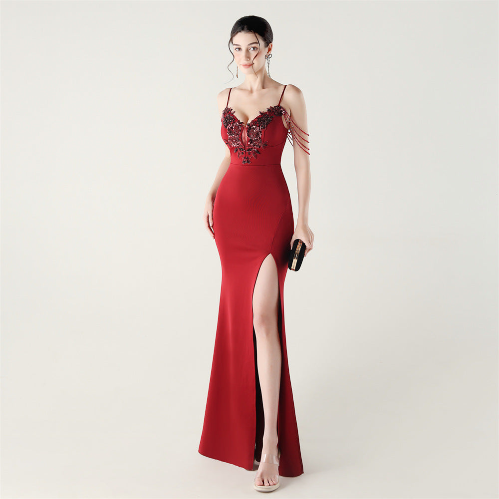 Bead Tube Applique Handmade Beaded Boning Corset Waist Trimming Lace up Satin Evening Dress Cocktail Social Slimming Slim Fit