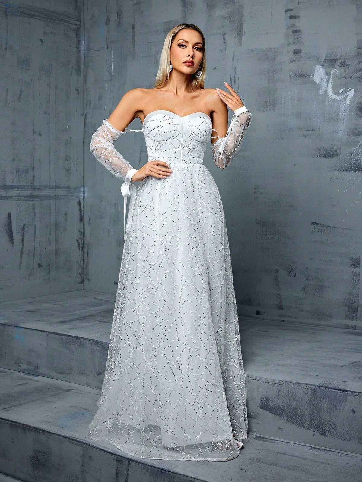 Off Shoulder Tube Top Evening Dress Backless Slit Dress Studio Photography Travel Photography Lightweight Wedding Dress Annual Meeting Dress