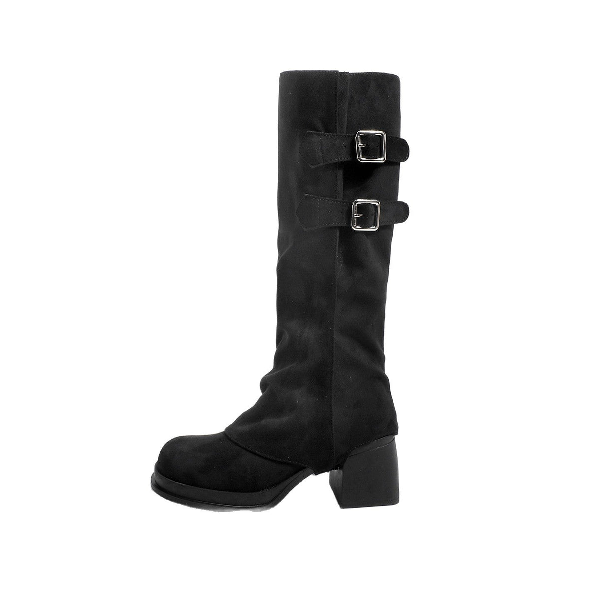Two Way Wear Long Boots Autumn Winter Detachable Pile Boots Thick High Heel Platform High Leg Boot Retro Pantyhose Boots