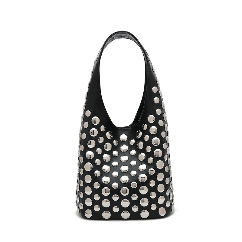 Casual Cool Personality Dot Rivet Underarm Bag Portable Bucket Bag