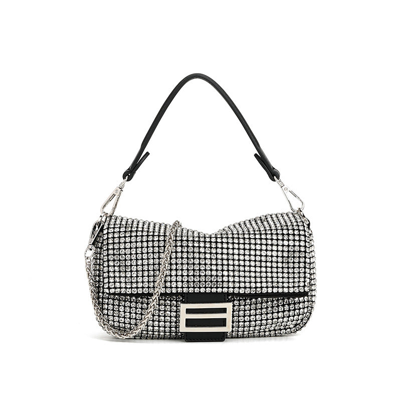 Diamond Embedded High Grade Shoulder Messenger Bag Fashionable Dinner Bag Niche Full Diamond Portable Underarm Bag Women