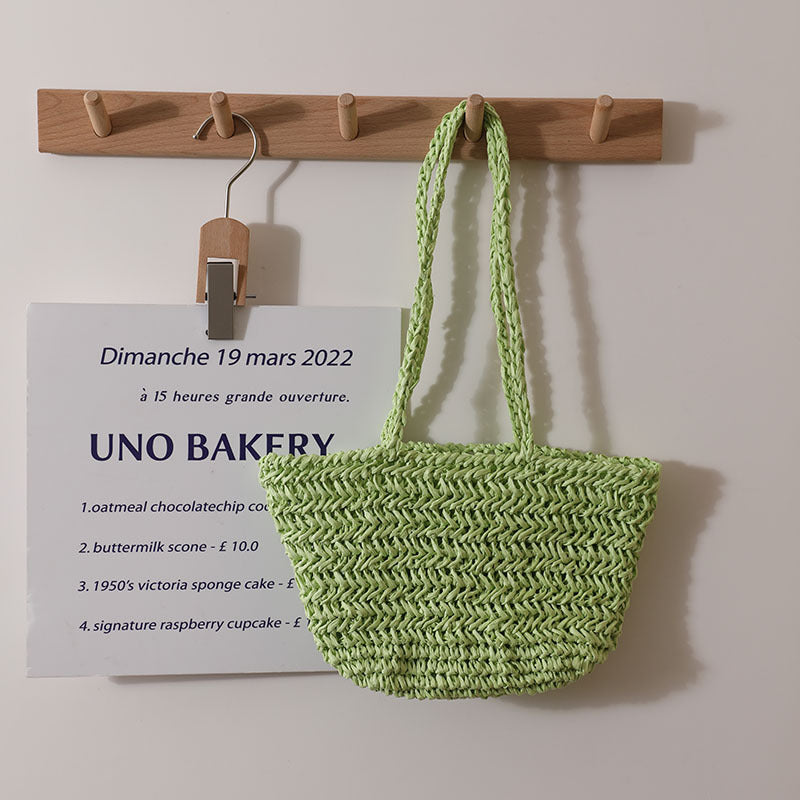 One Shoulder Straw Bag Simple Hollow Out Cutout out Straw Bag Woven Bag Summer Sweet Portable Seaside Vacation Beach Bag Women