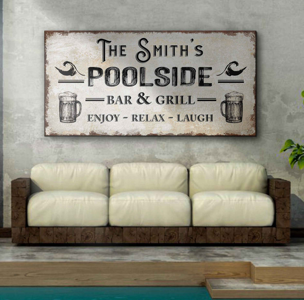 Personalized Poolside Bar And Grill Sign