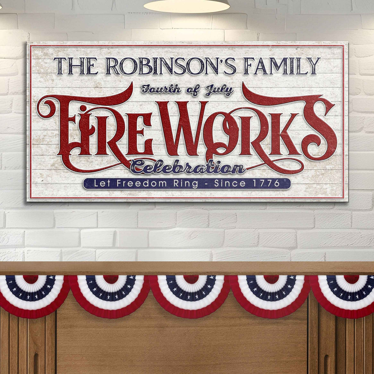 4th of July Fireworks Celebration Personalized Sign