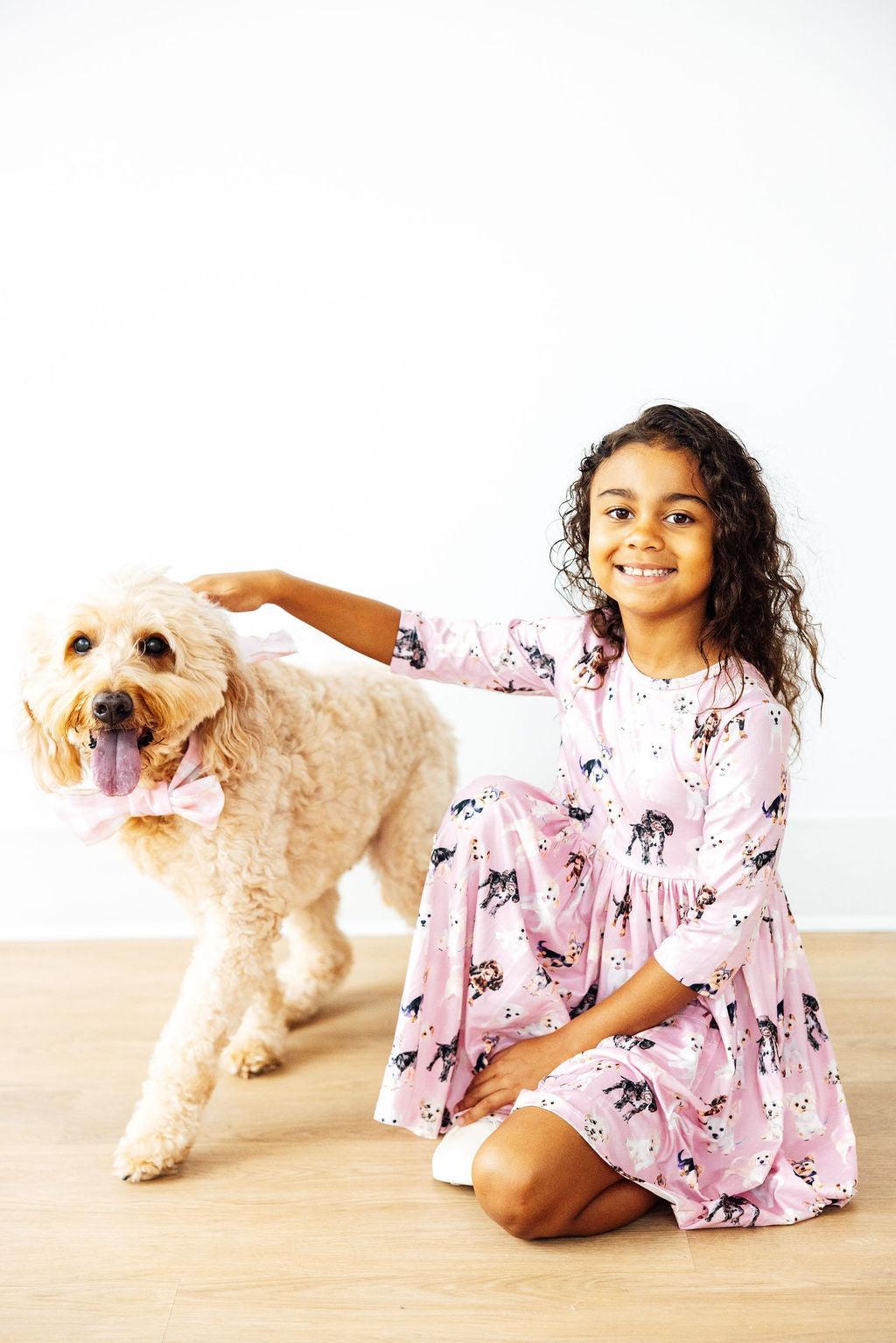 Puppy Kisses 3/4 Sleeve Pocket Twirl Dress