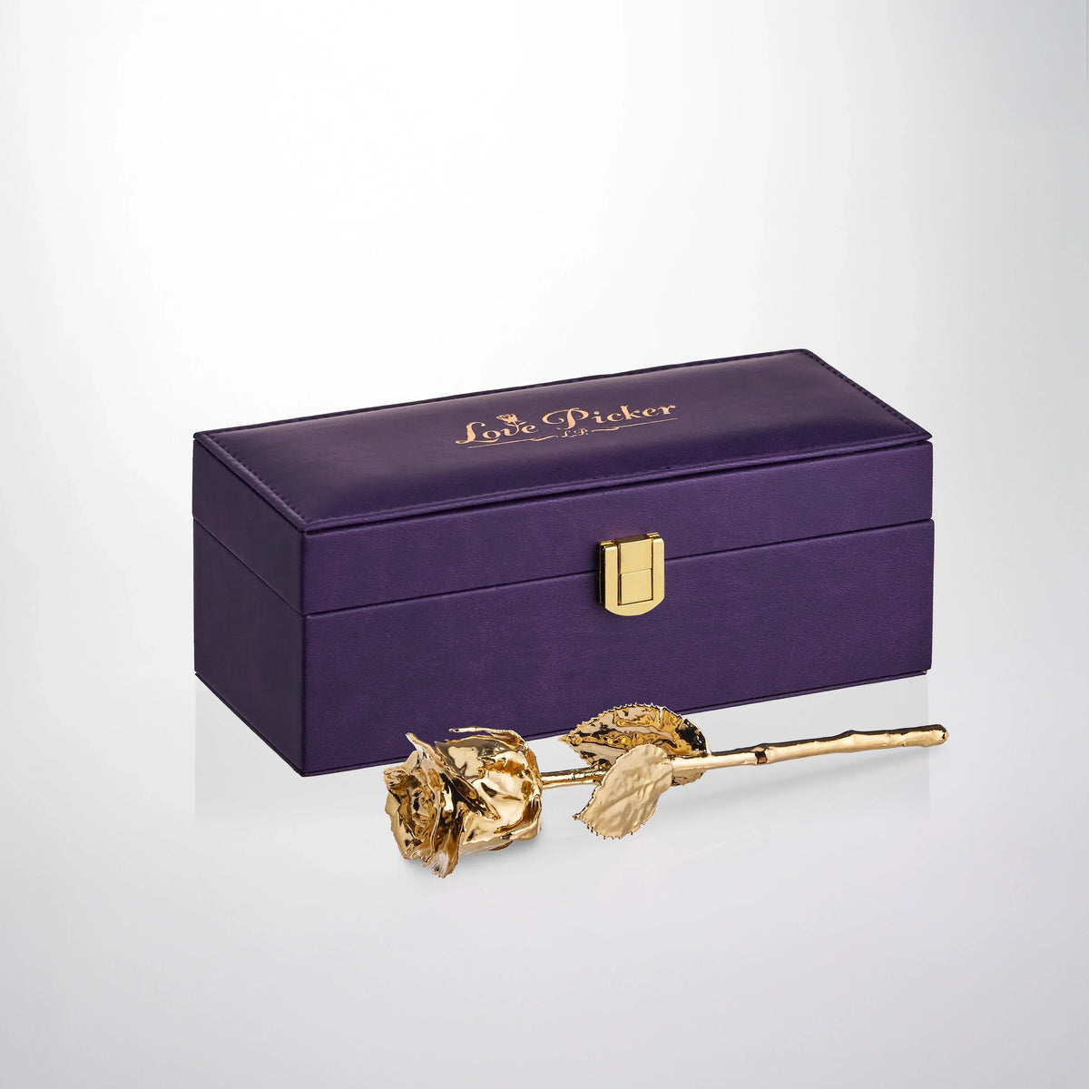 7" Electroplated 24K Gold Real Rose in vegan Leather Gift Box (Multiple Colors)