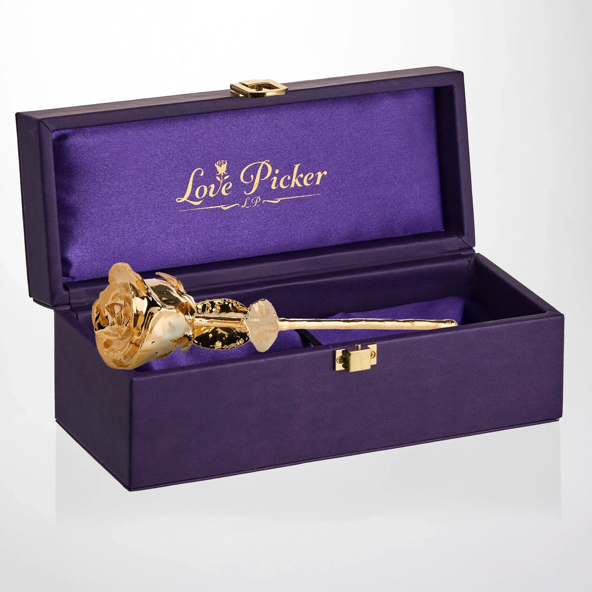 7" Electroplated 24K Gold Real Rose in vegan Leather Gift Box (Multiple Colors)