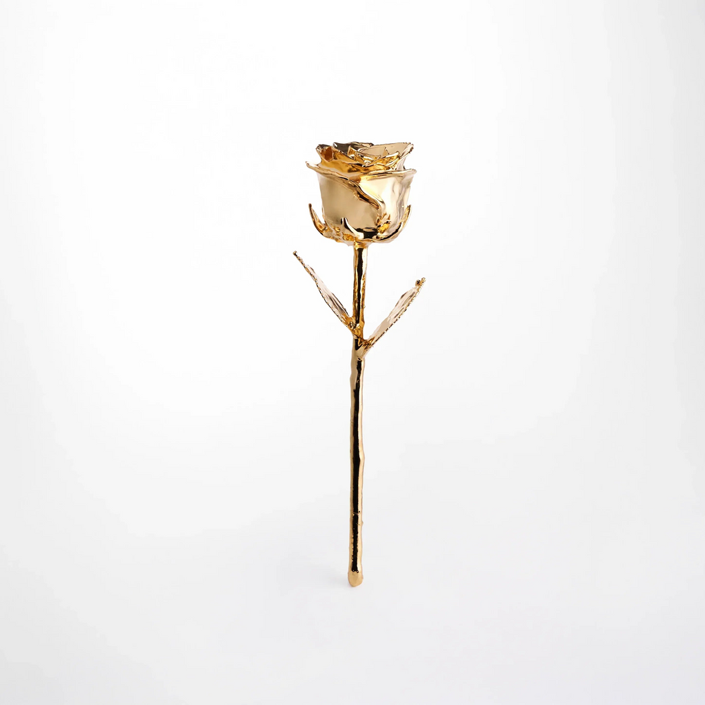 24K Gold Dipped Rose 7" In Onyx Luxury Black vegan Leather Gift Box