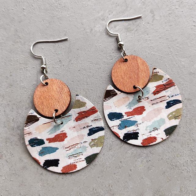 Beautiful Wood and Cork Paint Earrings