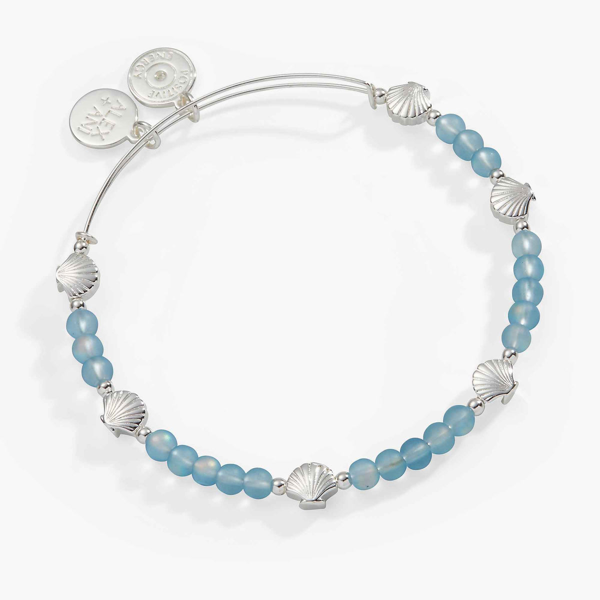 Shell Motif Beaded Charm Bangle