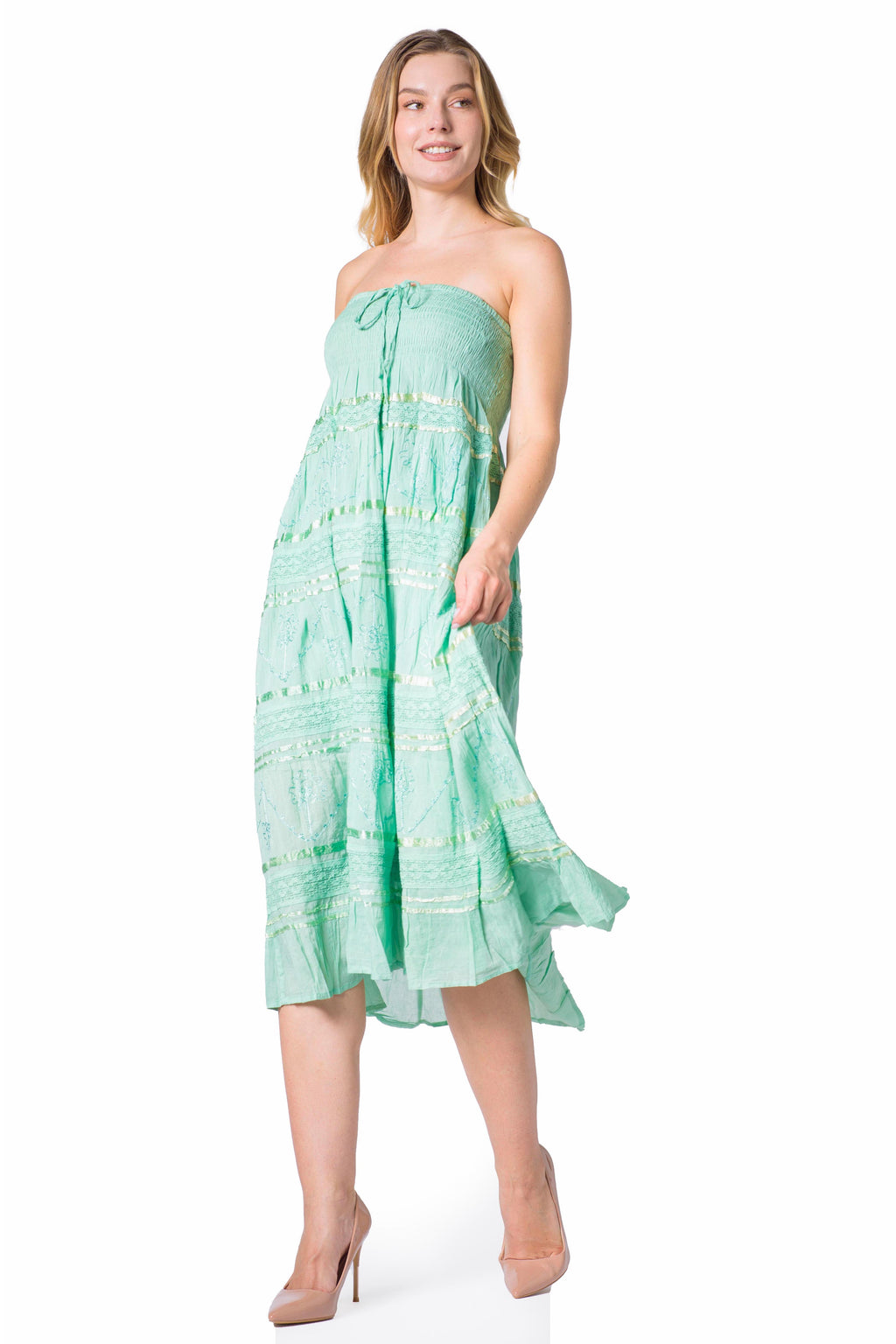 Sakkas Lace and Ribbon Peasant Boho Skirt