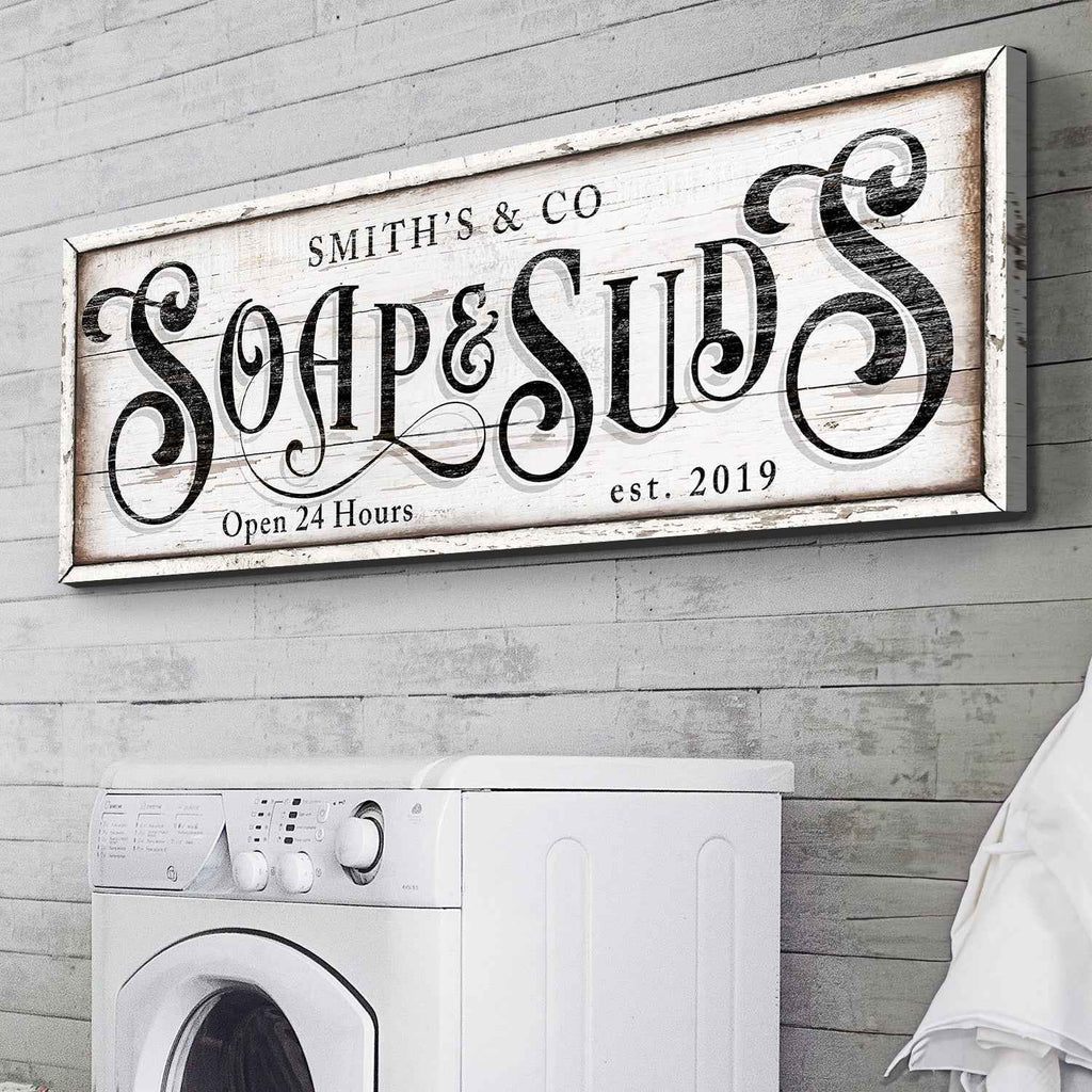 Personalized Soap And Suds Laundry Sign