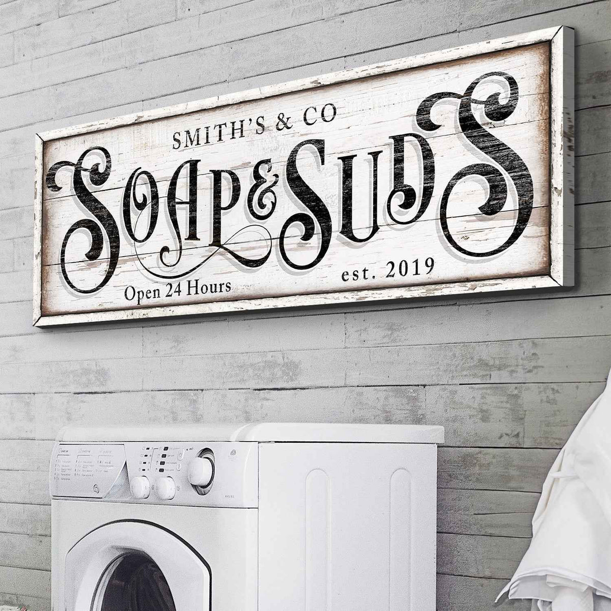 Personalized Soap And Suds Laundry Sign