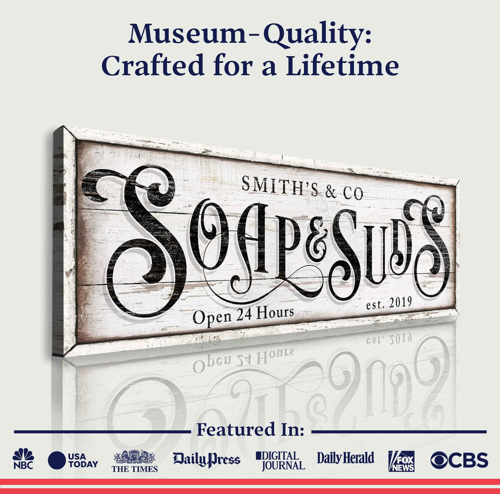 Personalized Soap And Suds Laundry Sign