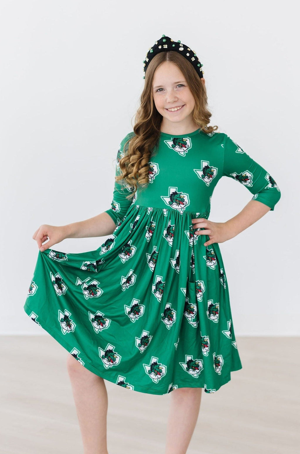 Southlake Carroll Dragons 3/4 Sleeve Pocket Twirl Dress