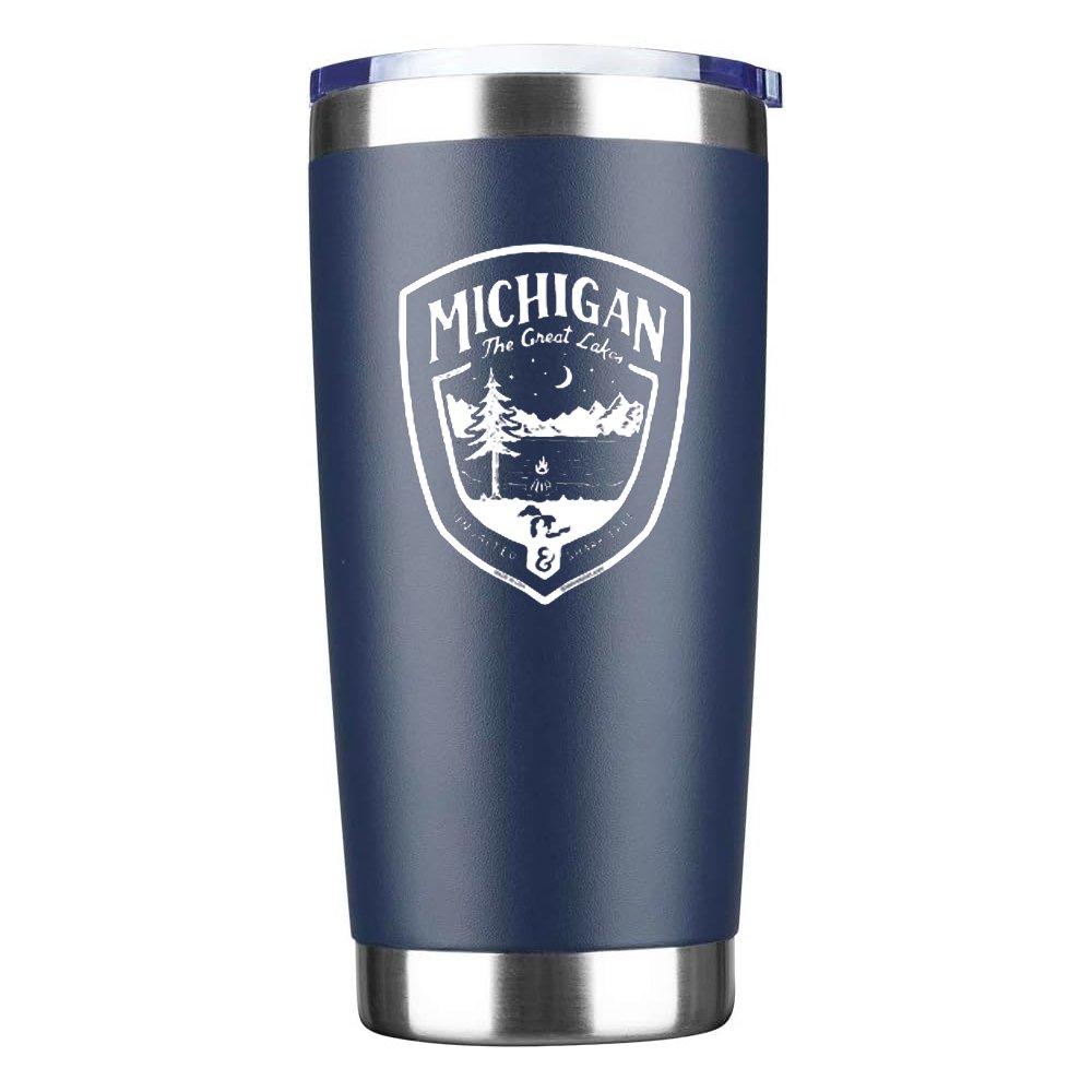 Travel Mug - Michigan Shield - Blue