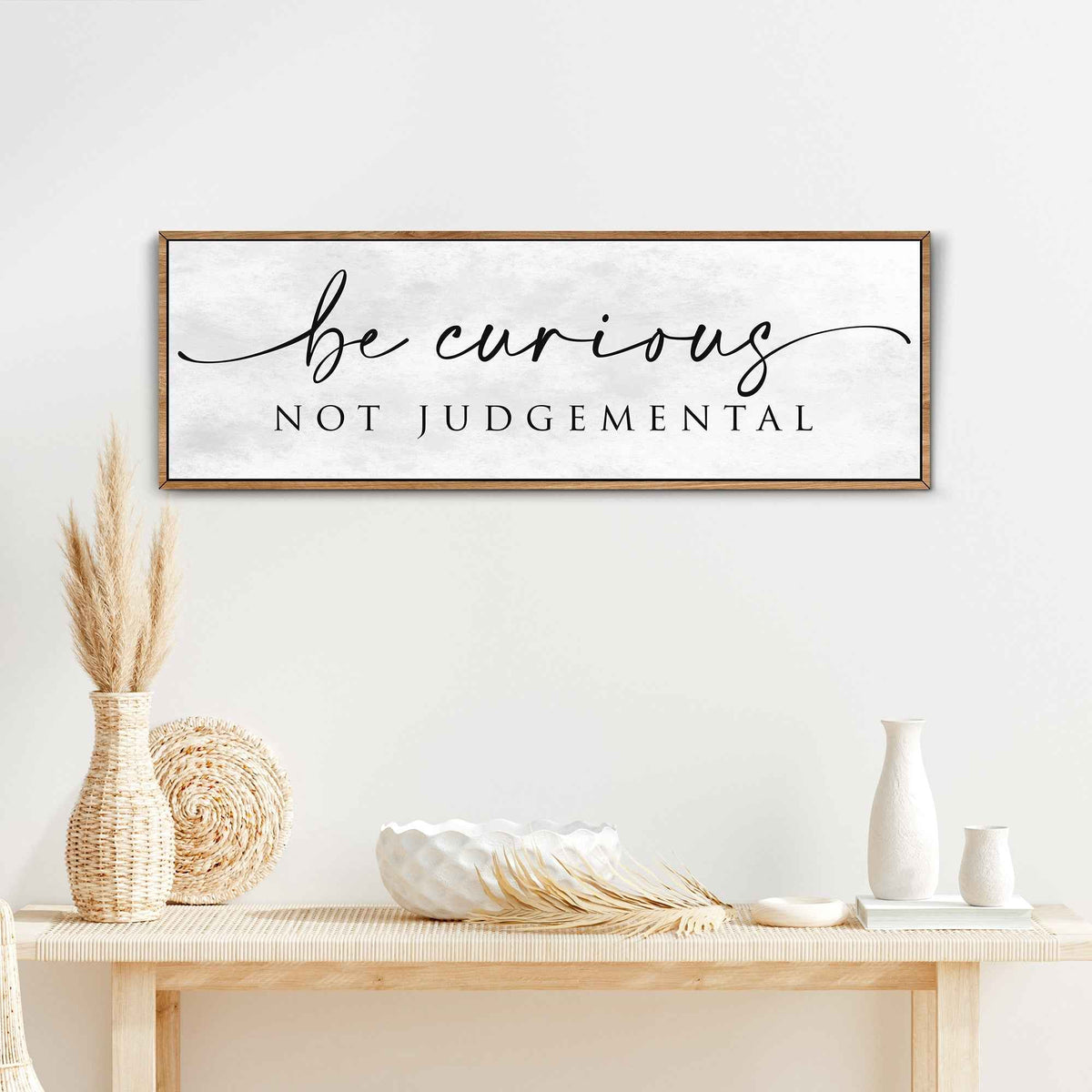 Be Curious Not Judgemental Sign | Inspirational Quote Sign | Modern Farmhouse Decor | Motivational Home Decor | Office Canvas Wall Art (ETSY)