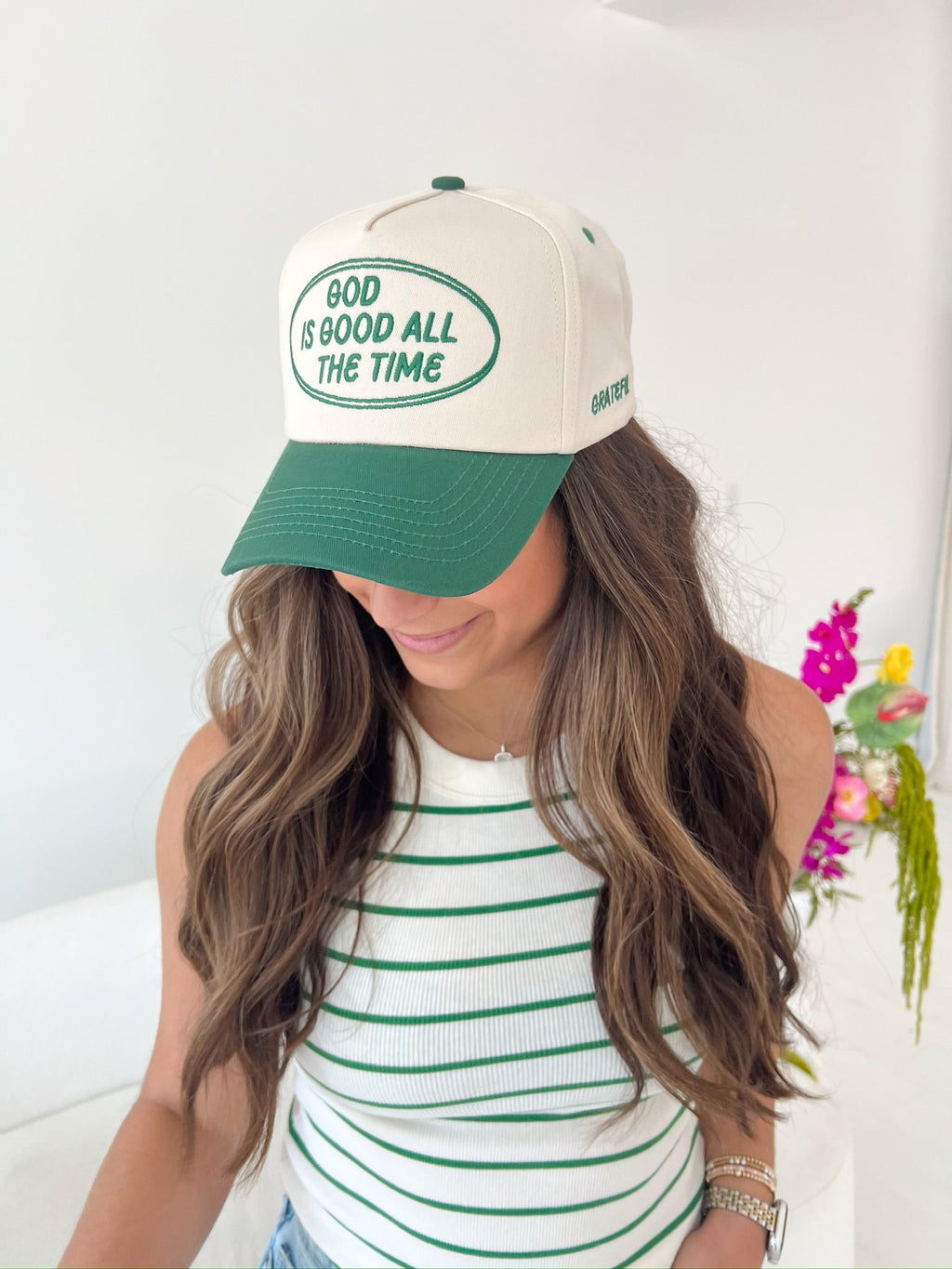 God is Good - Green Vintage Trucker Hat