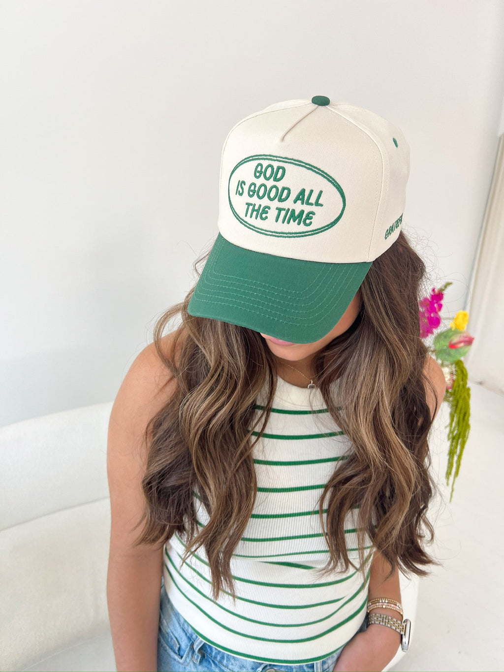 God is Good - Green Vintage Trucker Hat