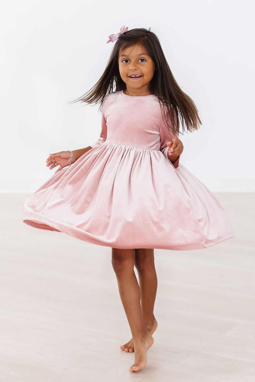 Vintage Pink Velvet Twirl Dress