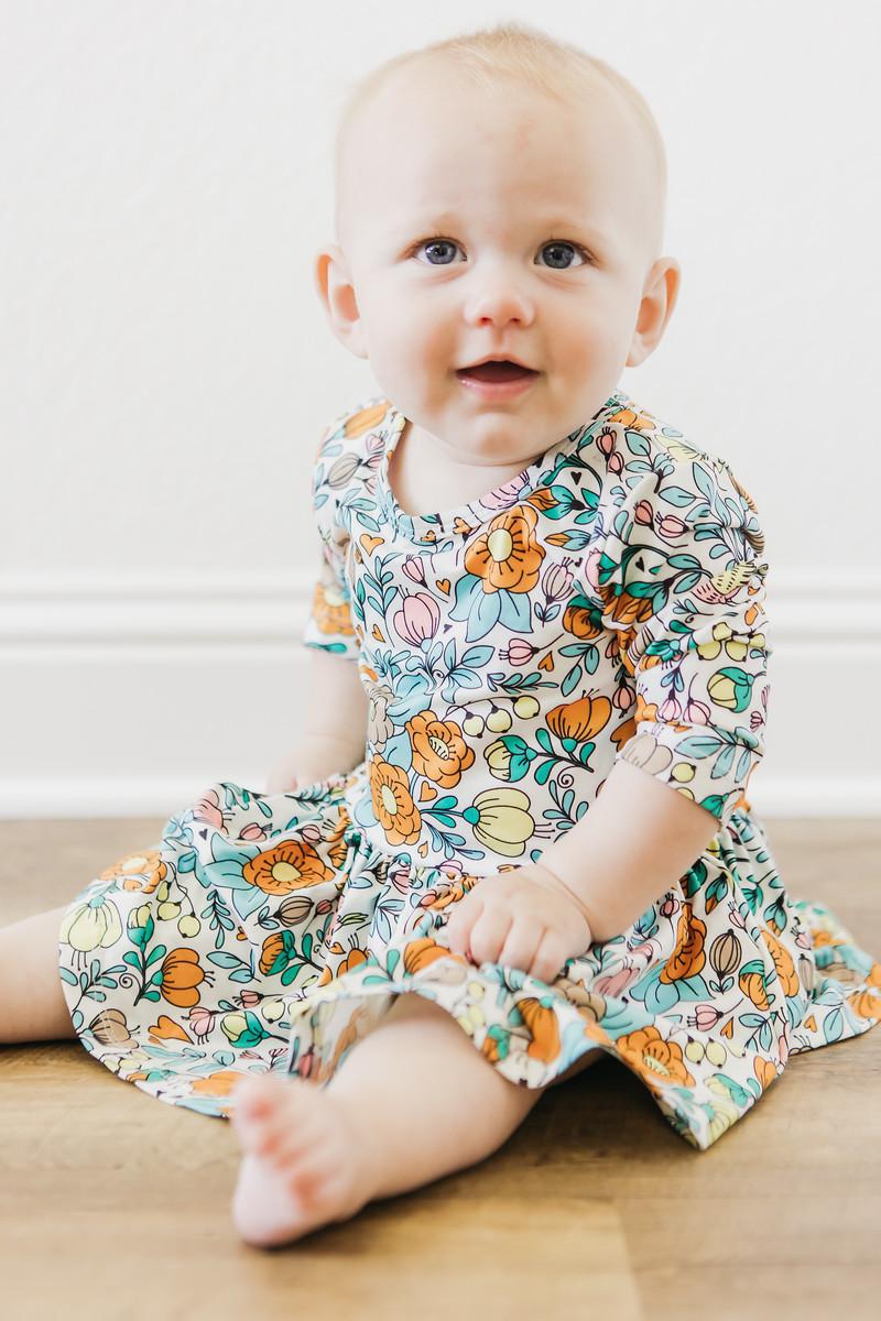 Vintage Vibes 3/4 Sleeve Twirl Bodysuit