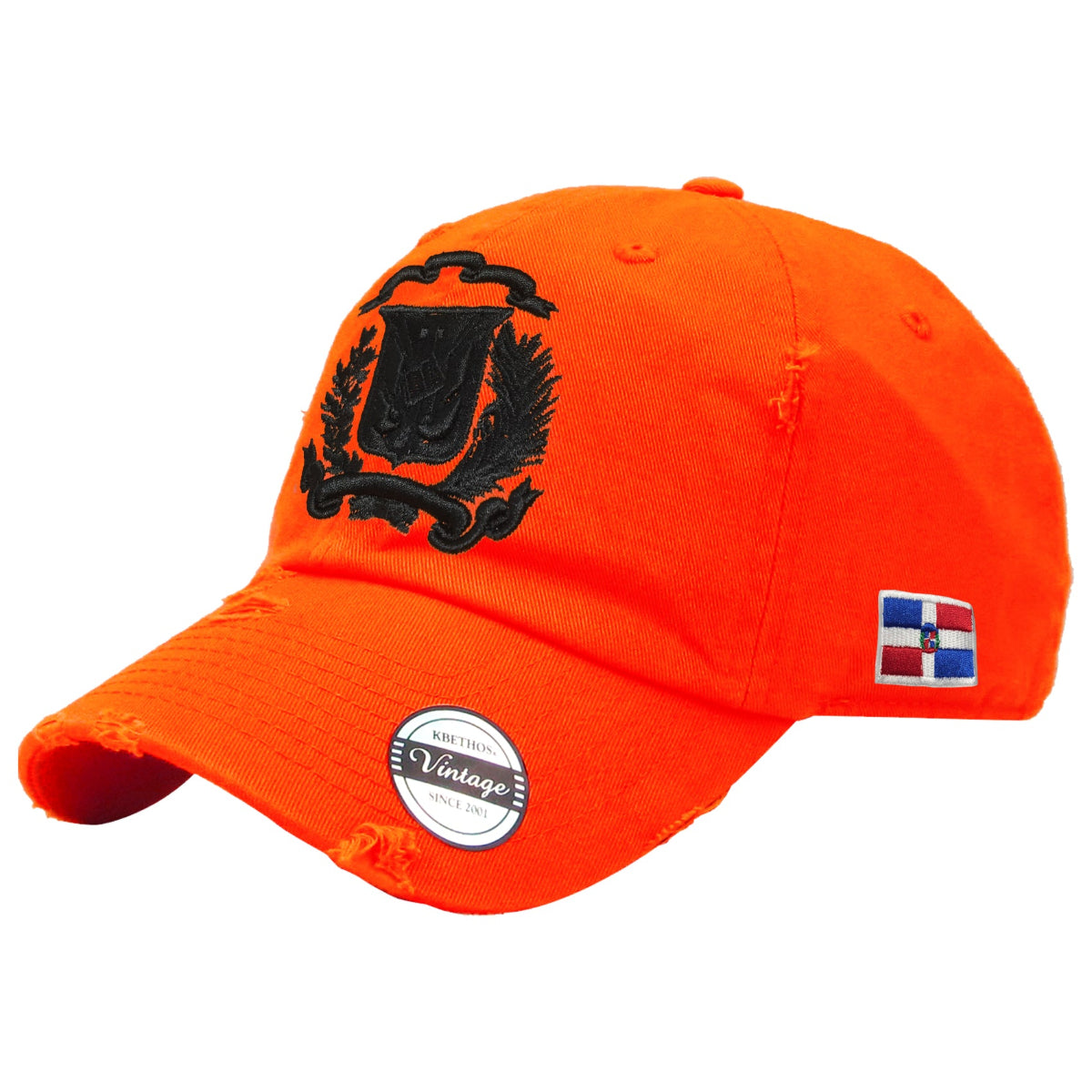 Dominican Republic Embroidered Vintage Dad Hat – Distressed Adjustable Cotton Baseball Cap with Dominican Shield Flag