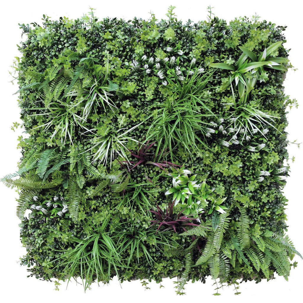 Tropical Vista Artificial Vertical Garden Green Wall Panel 40×40in 11 SQ FT – UV Resistant – Commercial Grade