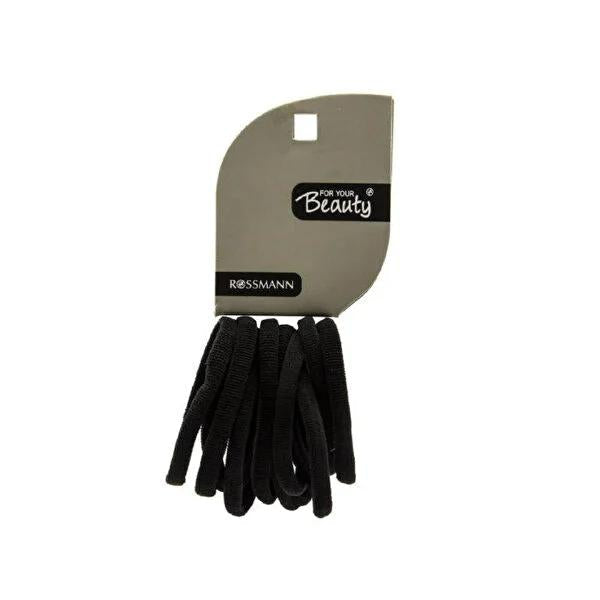 For Your Beauty Black Fabric Hair Ties, Size L - 10 Pack