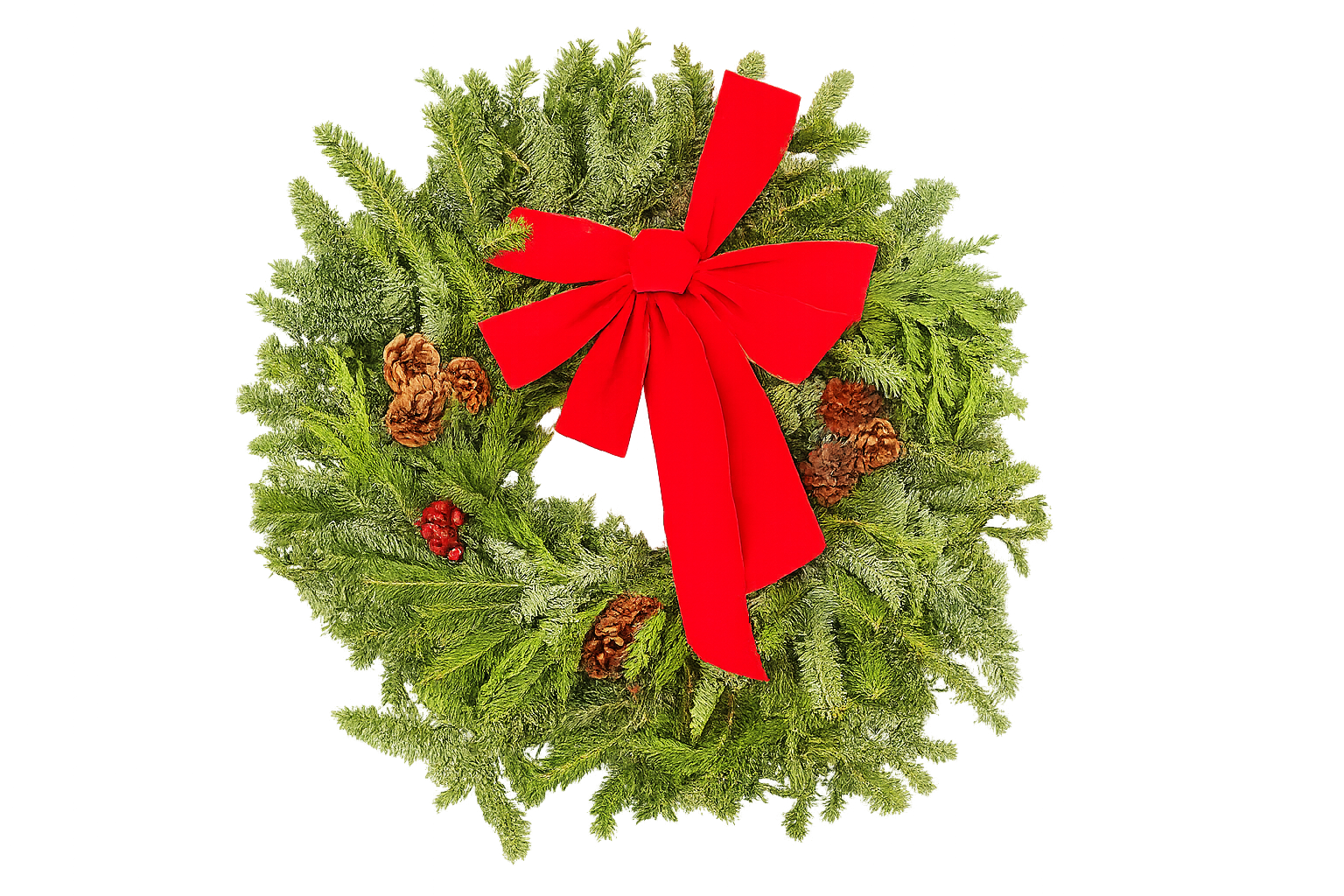 East meets West Decorated Wreath (Fraser, Noble, Cedar) - 22"