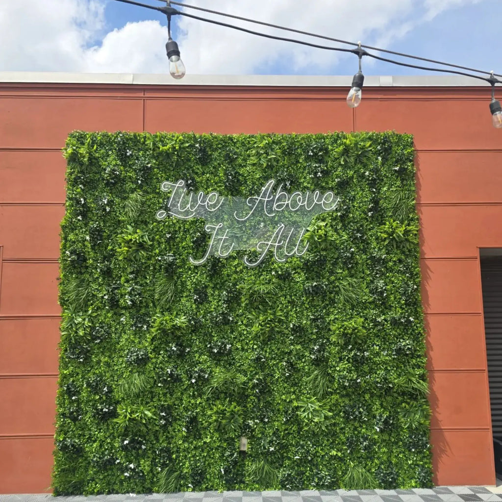 White Oasis Artificial Vertical Garden Green Wall Panel 40×40in 11 SQ FT – UV Resistant – Commercial Grade