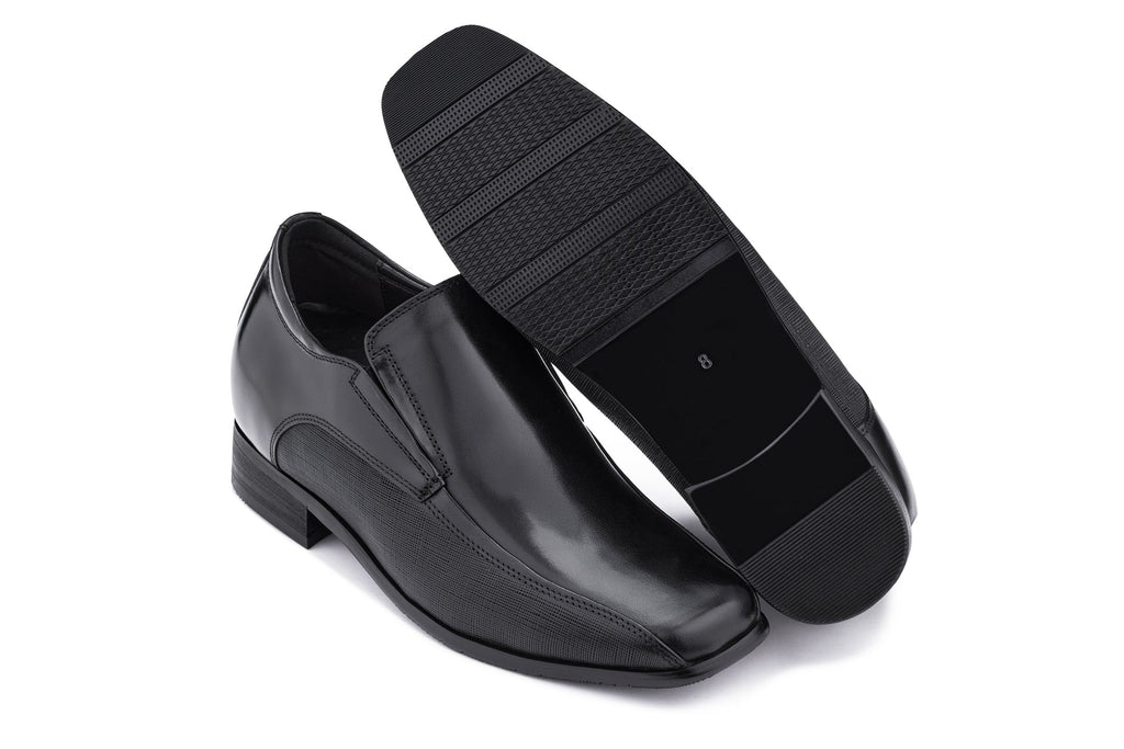 CALTO - Y3023 - 3 Inches Taller (Black) - Slip-On Leather Dress Shoes