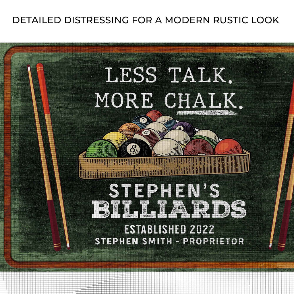 Less Talk More Chalk Billiards Sign II
