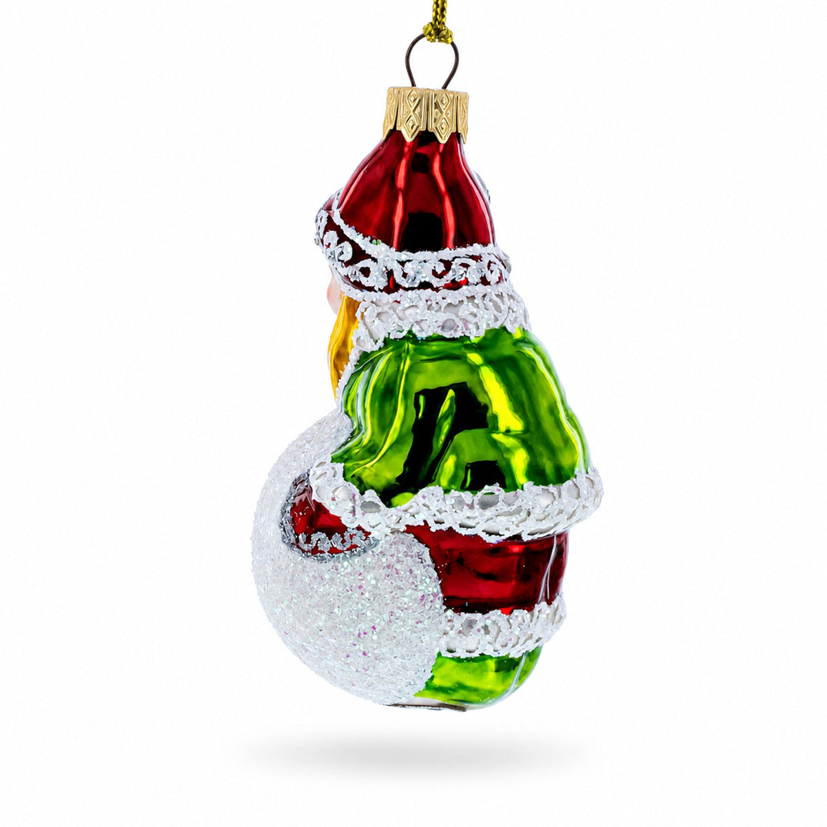 Girl Making a Snowball Glass Christmas Ornament