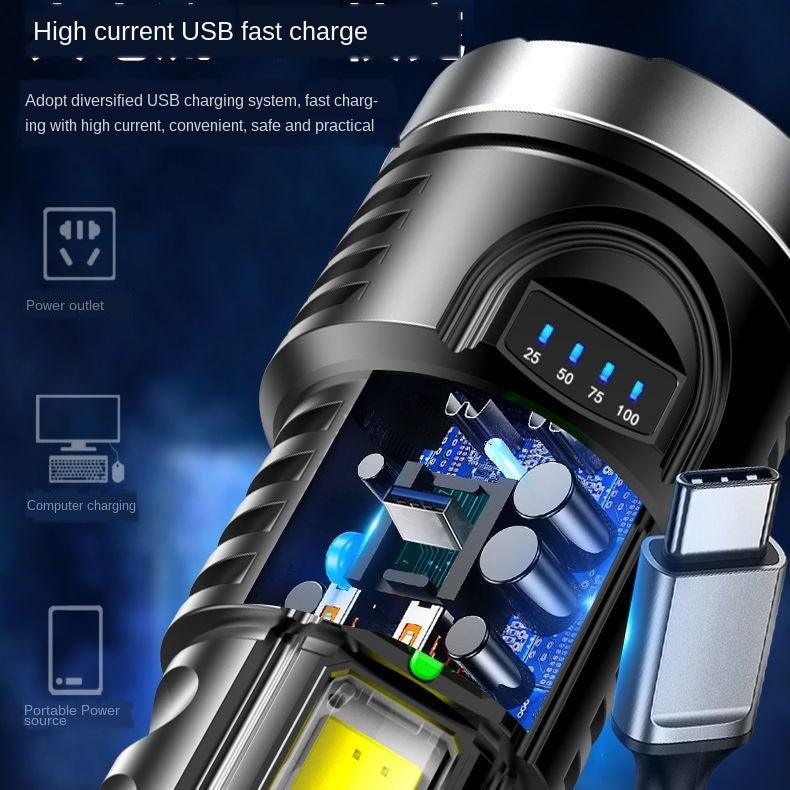 Adjustable Rechargeable Strong Mini Pocket Sized Flashlight LED Multifunctional High Lumen Light Ultra-bright Portable Flashlights Outdoor Waterproof Flashlight For Running Walking