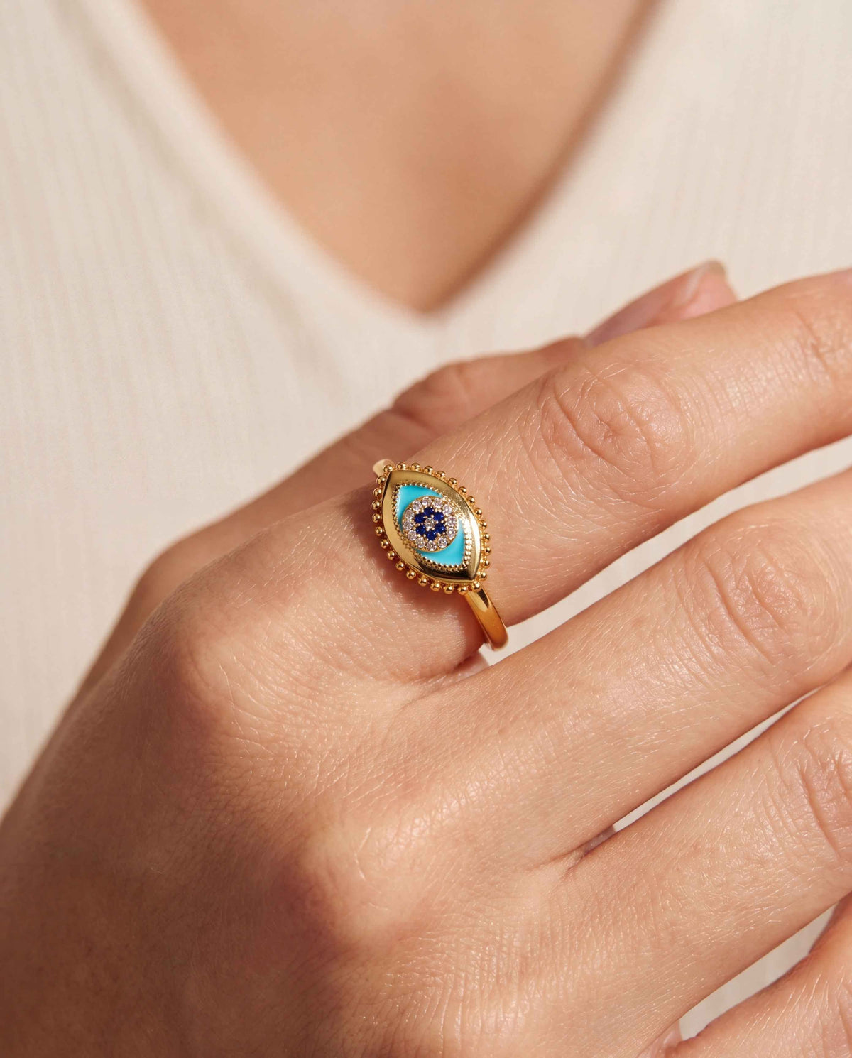 Healing Stone Evil Eye Ring