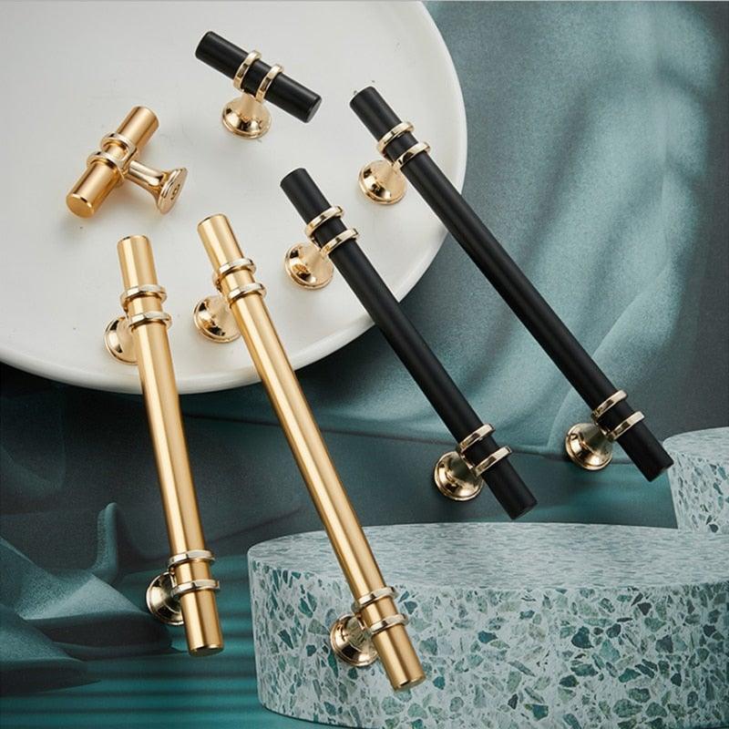 Aluminum Alloy Black Gold Door Handle Wardrobe Kitchen Cabinet Drawer Solid Handle Furniture Handle European Modern Hardware Modern Furniture Cupboard Door Drawer Handles