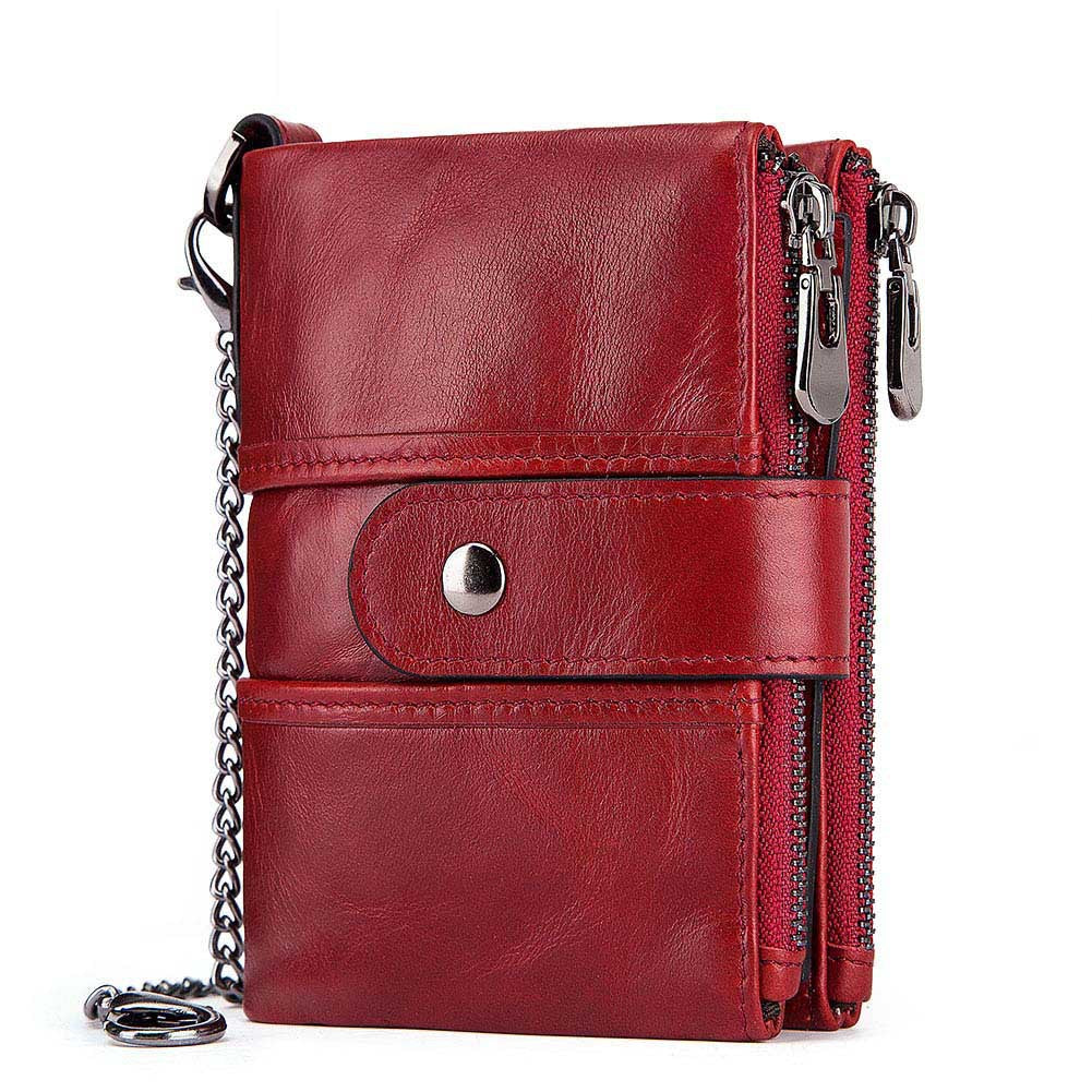Anti-Theft Brush Wallet Leather Bag Multi-Function Buckle Zipper Retro Crazy Horse Cowhide Men's Bag Casual Coin Purse