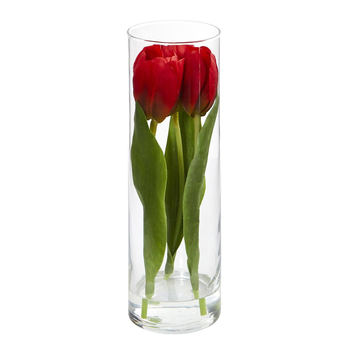 10" Artificial Tulips Arrangement in Glass Vase"
