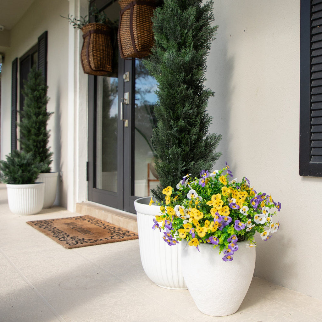 13in. UV Resistant Artificial Pansy Bush (Indoor/Outdoor) - Set of 12