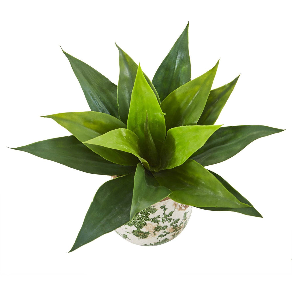 14” Agave Succulent Artificial Plant in Decorative Vase