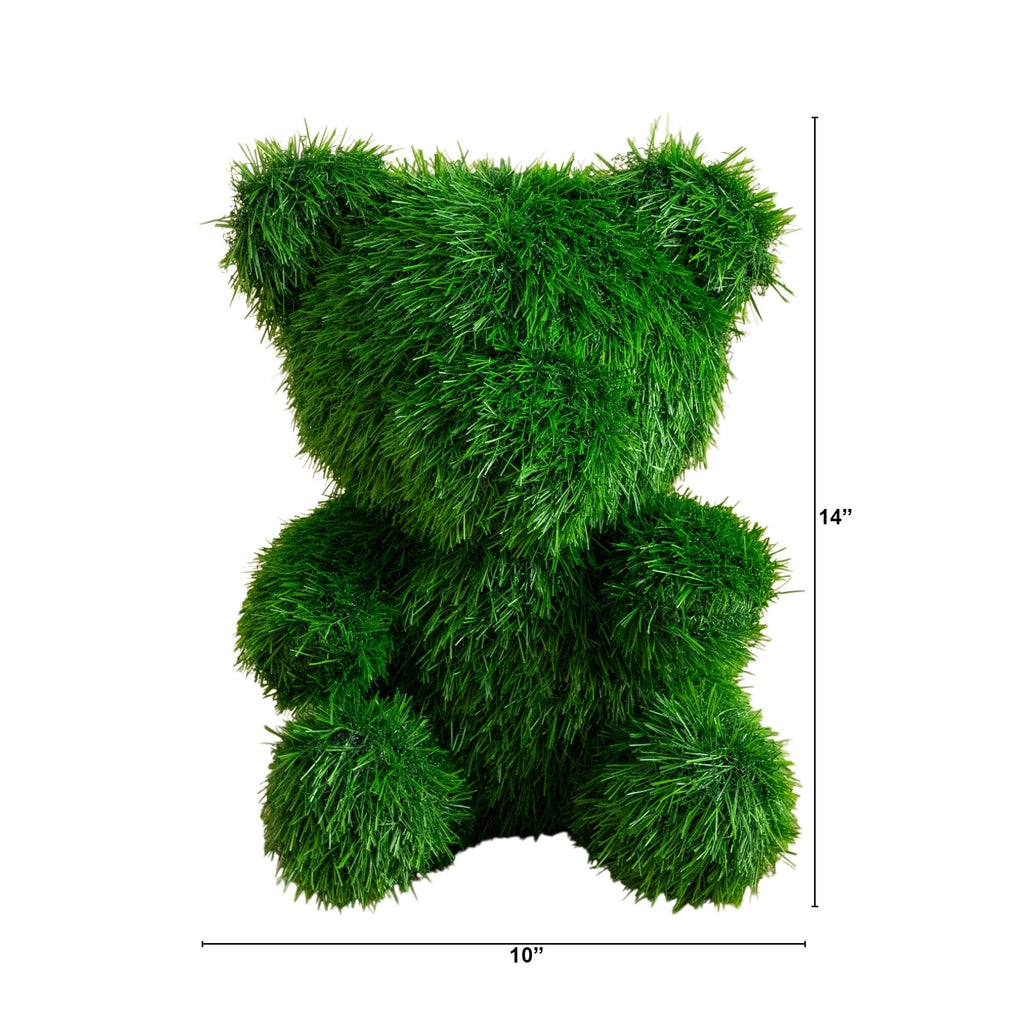 14" UV Resistant Artificial Grass Garden Plush Topiary Bear (Indoor/Outdoor)