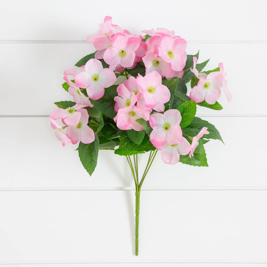 14" UV Resistant Artificial Hydrangea Bush (Indoor/Outdoor) - Set of 6