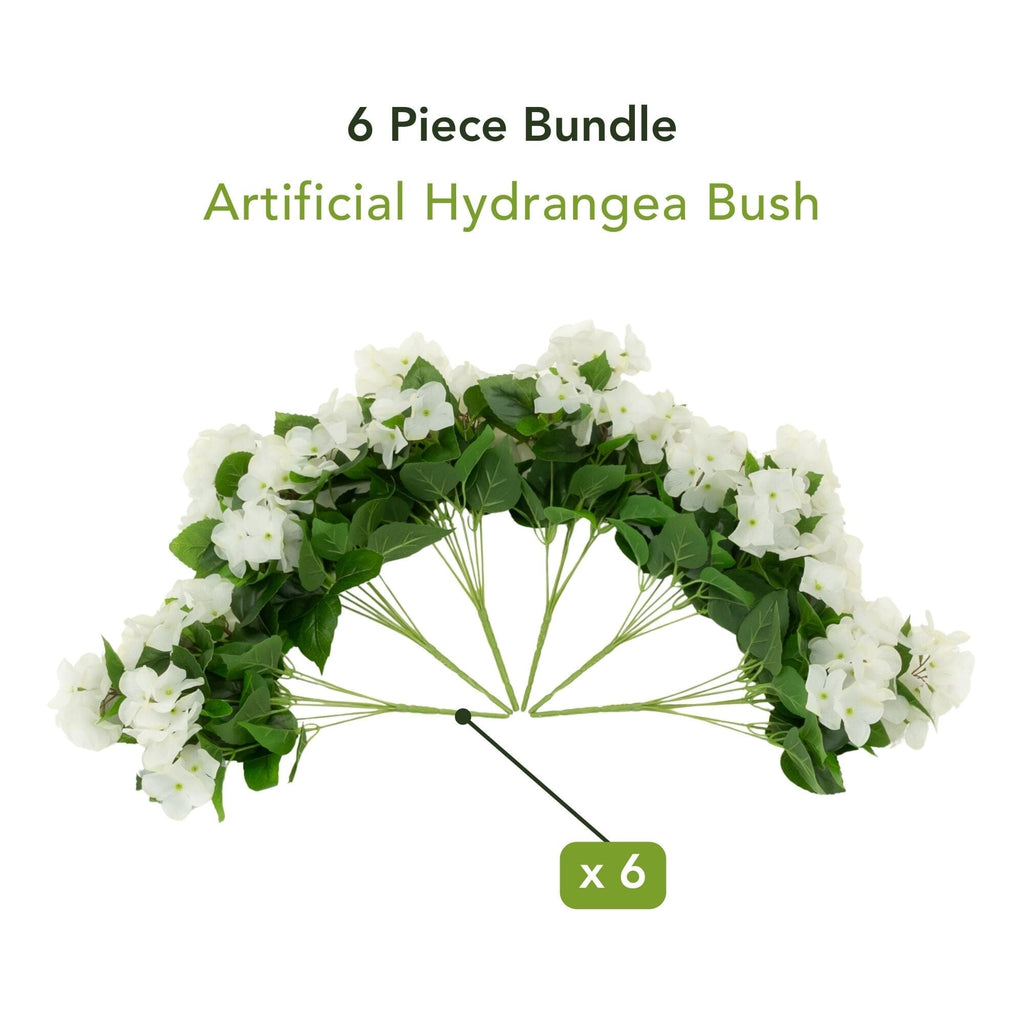 14" UV Resistant Artificial Hydrangea Bush (Indoor/Outdoor) - Set of 6