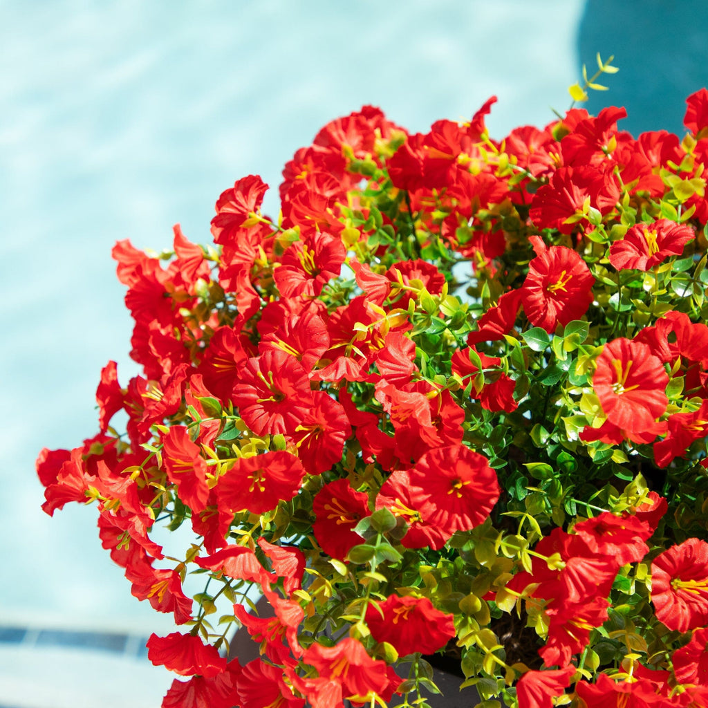 14" UV Resistant Artificial Morning Glory Bush (Indoor/Outdoor) - Set of 12